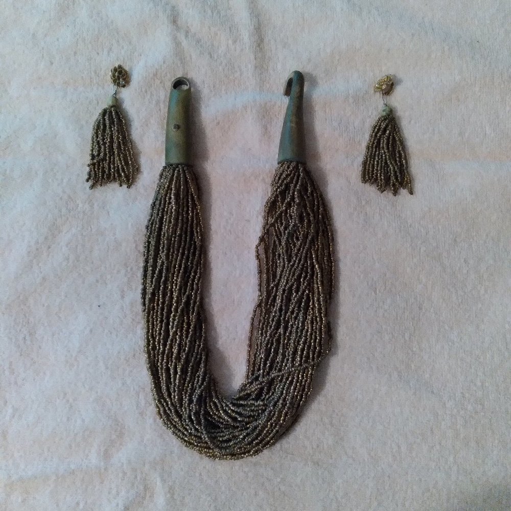 Kenneth Jay Lane KJL Pegasus Multi Strand Necklace with matching earrings